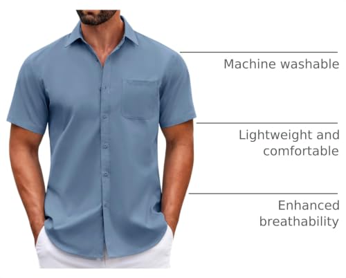 Image of COOFANDY Mens Short Sleeve Casual Button Down Shirts Summer Untucked Dress Shirts with Pocket