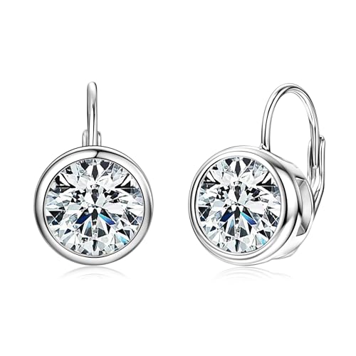 DYUNQ Moissanite Hoop Earrings, 925 Sterling Silver Hypoallergenic Bezel Set