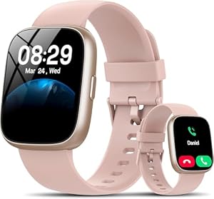 Smartwatch Damen Herren, 1.83" HD Fitness Tracker mit Alexa/Telefonfunktion, 120+Sportmodi Fitnessuhr mit Herzfrequenz/Schlafmonitor/... IP68 Smart Watch Sportuhr für Android iOS, Rosa