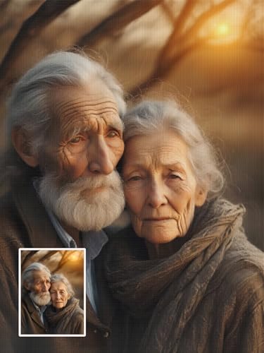 Diamond Painting Personalizado, Cuadro Diamantes Personalizado con Foto, DIY Diamond Painting Kit Completo, Pintar con Diamantes Personalizado para Manualidades, Regalos Personalizados 40x50cm L-270