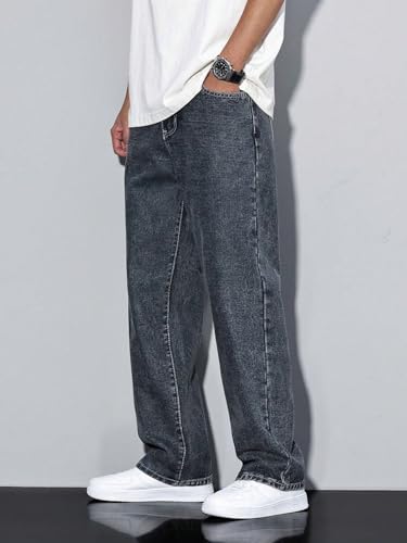 Image of GRECIILOOKS Men Jeans || Baggy Fit Jean's for Man || Loose Fit High Rise Denim || Stretchable Casual Wear Jean,s || Dance Rap Rapping Style Pant for Men || Denim Cotton Jeans