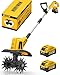 Alloyman 20V Cordless Tiller Cultivator, 360RPM Electric Garden Tiller, with 2 * 4.0Ah Batteries & Charger, 23cm Tilling Width and 16.8cm Depth Garden Rototiller for Lawn/Gardening/Soil Cultivation