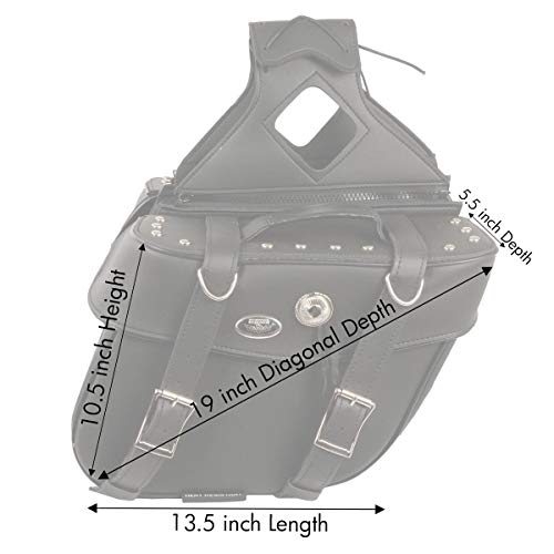 Image of Milwaukee Leather Studded Throw-Over Motorcycle Saddlebags - Synthetic Leather - Universal Fit - Zip-Off - Large