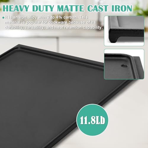 Image of Hiorucet Cast Iron Griddle, Reversible Griddle Plate for Napoleon Prestige 500, Pro 500, Built-In 500, LEX Series, 485, 665, 605, 730, 825, 56040, 56041 - 2-Sided Cooking Flat Top Pan