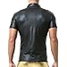 Mens Leather Undershirts Short Sleeves Shirt Button Closed Shirts Wetlook Muscle Fit Clubwear