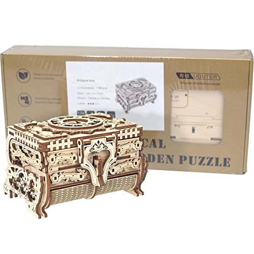 Koolshare Uguter 3D Wooden Puzzle Mechanical Treasure Box Jewelry Storage Music Box Kit Diy Home Decoration Laser-Cut Mother'S Day Stunning Gifts For Adults Teens Kids thumb #4