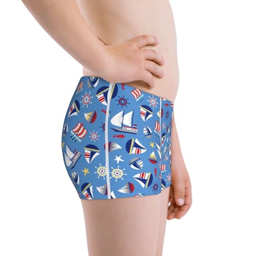 Boys' Cotton Boxer Brief Soft Underwear-Colorful Sailing Ship2