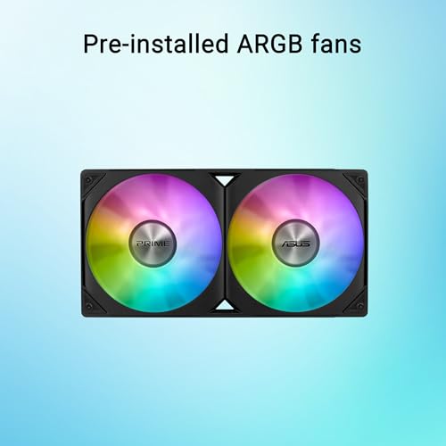 ASUS Prime LC 240 ARGB, Refroidisseur Liquide pour CPU Tout-en-Un avec Zone de Contact avec Le processeur et canaux à ailettes, Bloc d'eau avec lentilles Miroir infinies et Ventilateurs ARGB