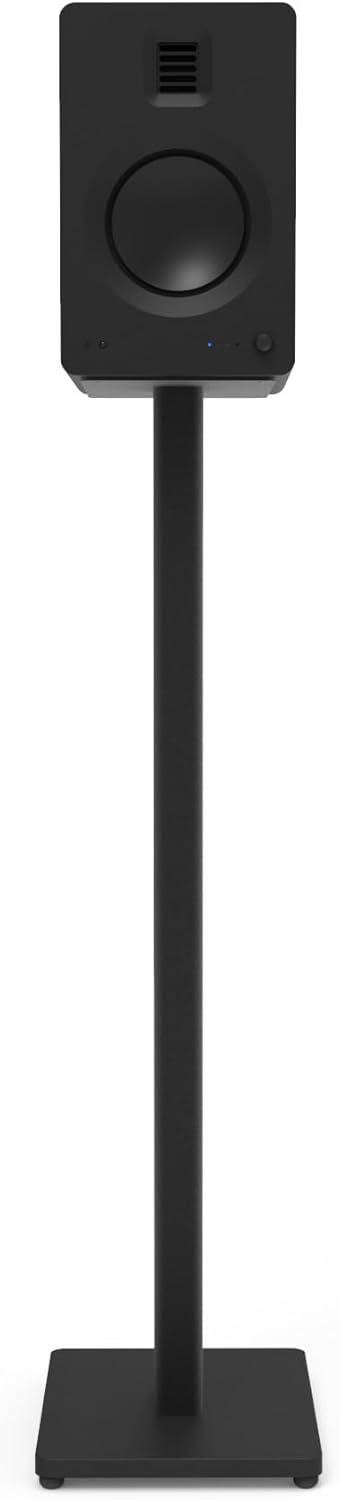 Kanto ST34 34” Universal Floor Speaker Stands for Bookshelf Speakers up to 30 lbs | Improved Sound | Hidden Cable Management | Timeless Design, | Pair | Black Steel w/ Black MDF Base - Image 4