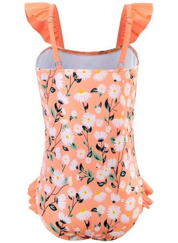 Image of DAXIANG Girls One Piece Ruffle Strap Swimsuit Quick Dry Mermaid Swimwear Beach Sport Bathing Suit for Toddler Kids 4-11 Years