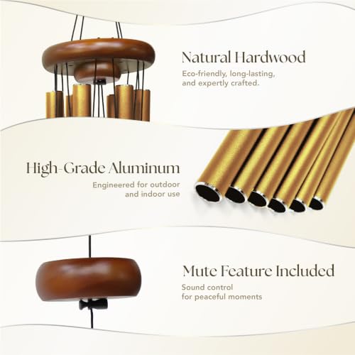 Image of Memorial Wind Chimes Gifts, Sympathy Gift Baskets, Bereavement Gift Idea, Grief, Sympathy Gifts for Loss of Loved One Husband Wife, Miscarriage Gifts for Mothers - Gold
