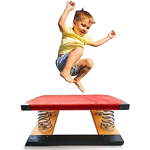 RENLXFI Gymnastics Springboard for Kids, Pro Curved Vault Equipment with 4 Springs, Floor Sprin Board for Children Training/Beginning Gymnasts