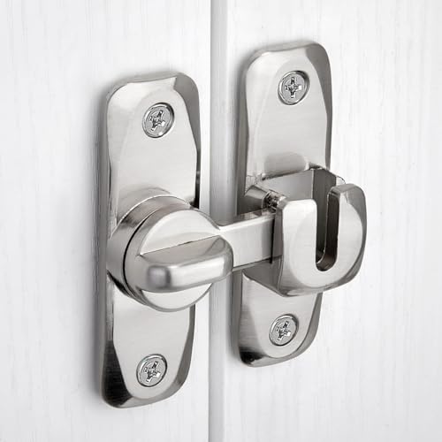 Image of INIRET 6 Packs Barn Door Latches,Silver 90 /180 Degree Gate Lock,Zinc Alloy Right Angle Door Lock Latch,Flip Gate Latches Hardware,Door Security Sliding Door Latch Lock fo Cabinets,Bathroom,Barn Door