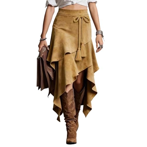 Jupe à franges taille haute avec fente asymétrique moderne