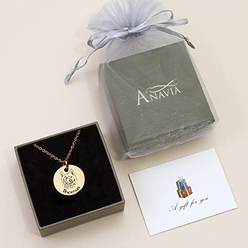 Anavia Custom Pet Portrait & Name Necklace, Personalized Pet Gifts Photo Engraved Necklace, Pet Memorial Jewelry Gift, Cat Dog Necklace For Animal Lover, Dog Mom, Birthday Gift (Rose Gold) #TOP5
