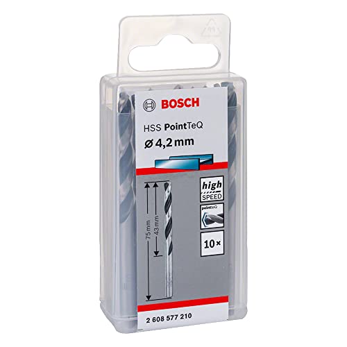 Bosch Professional 10 Stück HSS Spiralbohrer PointTeQ (für Metall, 4,2 x 43 x 75 mm, Zubehör Bohrschrauber) Bosch Professional 10 Stück HSS Spiralbohrer PointTeQ (für Metall, 4,2 x 43 x 75 mm, Zubehör Bohrschrauber)