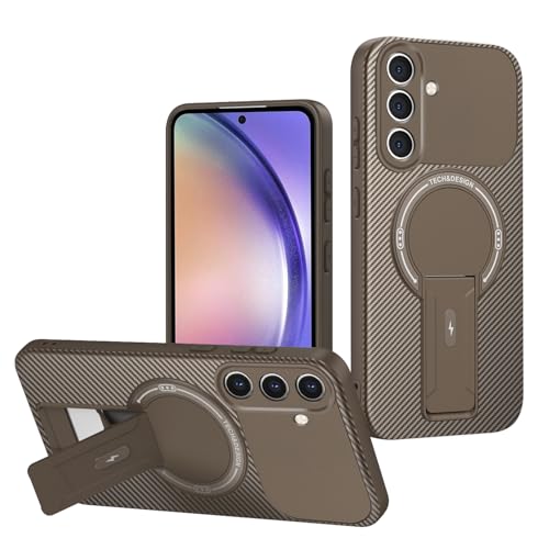 Case �Ή��@�� for Samsung Galaxy A15 �yTPU+PC�z�}�O�l�b�g�X�^���h�t���ϏՌ��X�}�z�P�[�X Brown