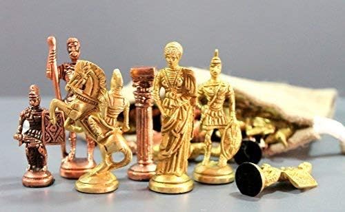 StonKraft Collector Edition Brass Chess Pieces Pawns Chessmen Chess Coins Figurine Pieces (3.5 Roman)