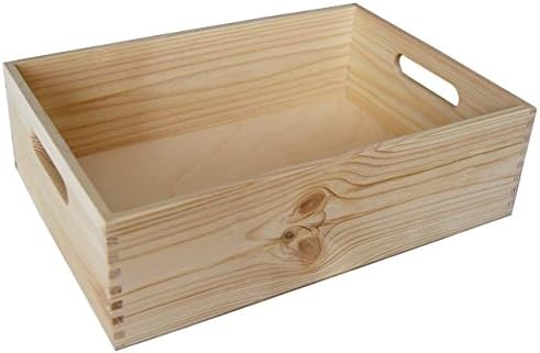 5 x WOODEN CRATE WITH HANDLES PLAIN WOOD DECOUPAGE BIG Nice Set
