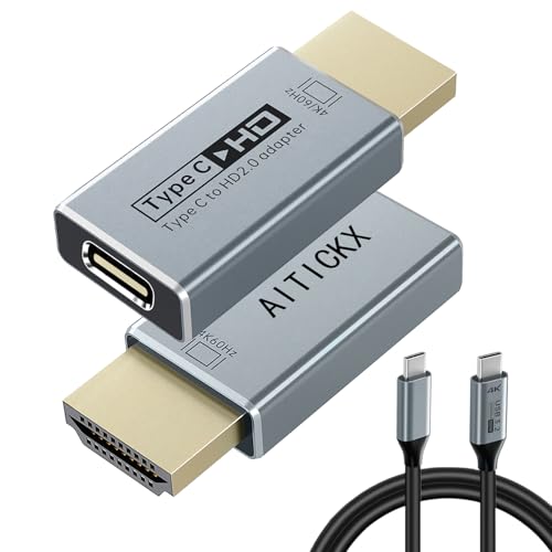 USB-C Female to HDMI Male Adapter 4K 60Hz Uni-Directional Video Converter for Thunderbolt 3/4/5 Compatible with MacBook Pro/Air iPhone 17 [Includes 6.6Ft USB-C Video Cable]