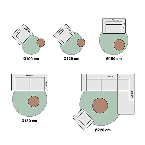 FRAAI | Home & Living Jute Teppich Rund – Fair Natur Schwarz – Ø 100cm – Sisal Optik – Einfarbig – Boho, Modern – Wohnzimmer, Esszimmer, Schlafzimmer – Carpet - 8