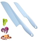 FRCTLNKG 2 Pcs Plastic Lettuce Knife, Lettuce Knife to Prevent Browning, Blue Plastic Cake Knife for...