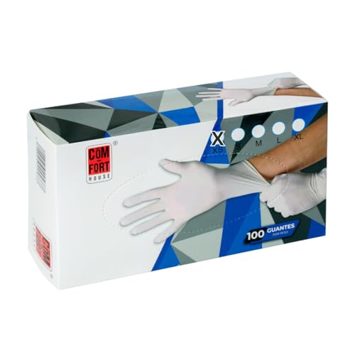 Mundo Home Guantes de Vinilo Desechables para Higiene y Protección - Guantes Vinilo Sin Polvo para Uso Médico y Cocina - Guantes Desechables Resistentes para Limpieza y Manipular Alimentos (100, XS)