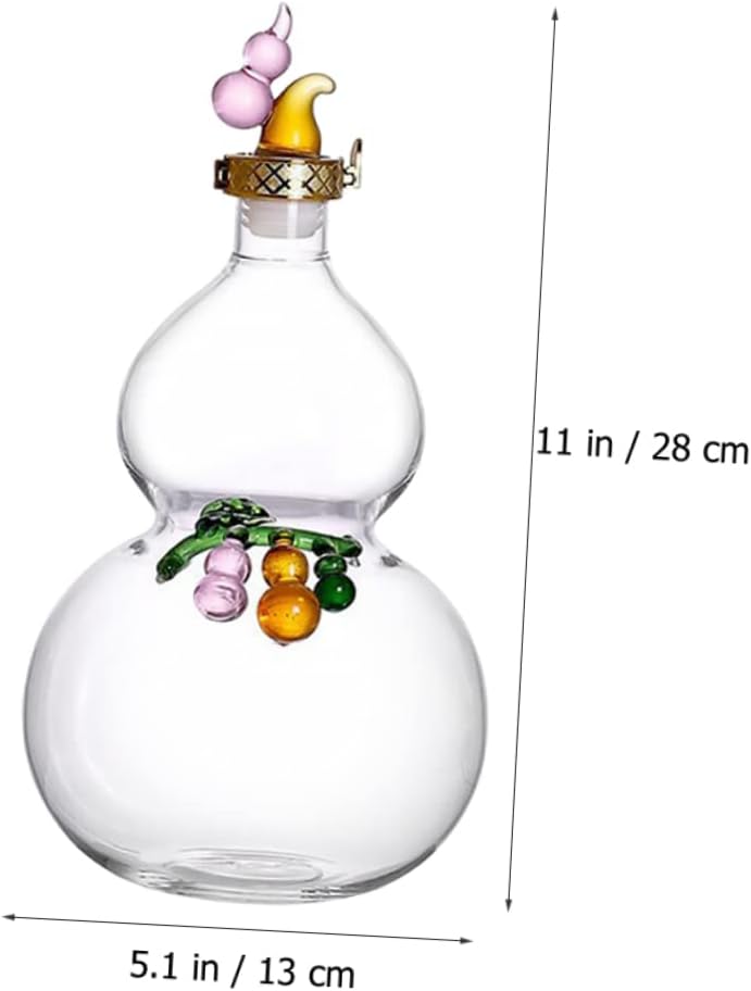 ABOOFAN Artistic Wine Gourd Bottle Clear Glass Metal Tin Lid Home Decor Present for Family Friends Color