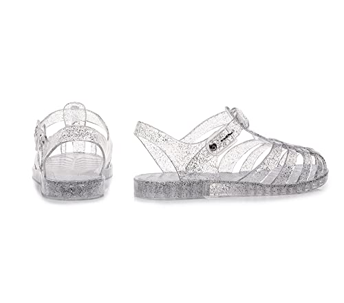 Jelly Shoes For Toddler Girls Summer Beach Retro Jellies Sandals T-Strap Slingback Little Kids Glitter White Size 10 Soft Closed Toe Princess Dress Flat #TOP7