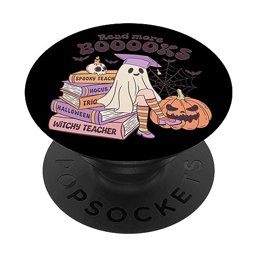Retro Ghost Teacher Vintage Lettura Libro Retro Halloween PopSockets PopGrip Intercambiabile