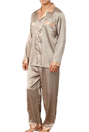 Pyjama cardigan pour hommes : ensemble de nuit 2 pièces boutonné à manches longues