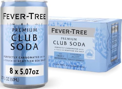 Fever-Tree Club Soda – Premium Zero Calorie Mixer for Cocktails and Mocktails, 5.1 fl oz Cans, Pack of 8 – Naturally Sourced, Non-GMO