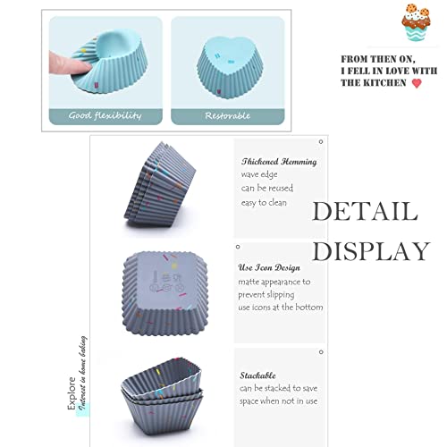 12 Pcs Cupcake Baking Cup Set, Reusable Non-Stick Easy Clean Cupcake Liner, Cupcake Pudding Bread Egg Tart Jelly Mousse Mould For Holiday Party/Family Gathering/Birthday Multi #TOP3