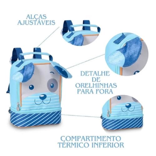 Kit Mochila Costa e Lancheira Cachorro Azul -Clio Style 2025