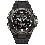 findtime Orologio Digitale da Uomo Orologi Tattici Militari per Uomo Impermeabile 5 ATM Orologio Analogico con Retroilluminazione LED 12/24H Allarme Conto alla Rovescia, Nero , Cinturino