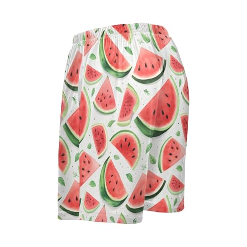 ALAZA Watercolor Watermelon Men's Pajama Shorts with Pockets3