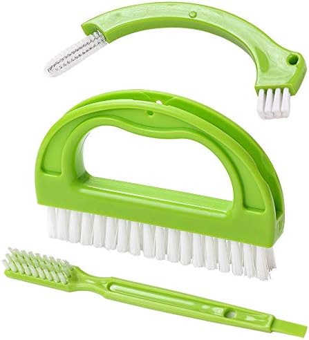 Living&Giving Grout Brush, (3 in 1) Grout Cleaner Brush, Tile Joint Scrub Brush with Handle, Stiff Cleaning Brush for All of The Household Such as Shower,Bathroom, Kitch, Seams, Floor Lines