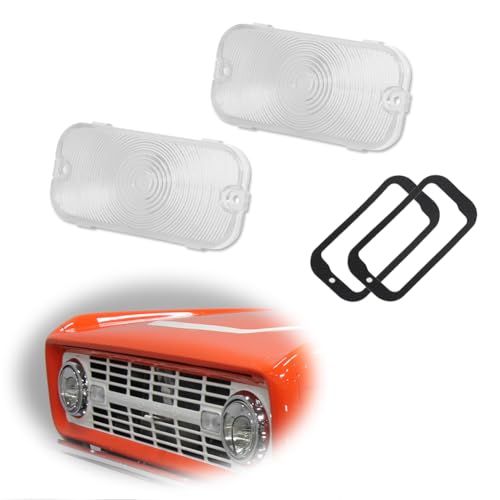 ADIIL 2PCS Front Parking Light Kit Clear Lens Turn Signal Light Housing For 1966-1968 Ford Bronco