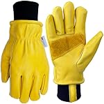 Gants de travail d'hiver pour les hommes, Gants en cuir isotherme à coupe vent pour la conduite de travail garder chaud