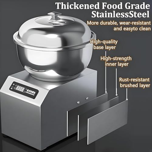 Impastatrice verticale, impastatrice professionale da 1800 W, impastatrice a spirale in acciaio inox con comandi touch e timer per impasti per pizza, pane e pasticceria, capacità 5/8 kg.