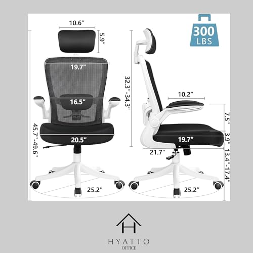 Cadeira de Escritório Ergonômica, Malha Respirável e Encosto de Cabeça Ajustável, Apoio Lombar, Esto