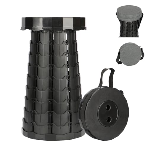 Poxvalzor 折りたたみ椅子 伸縮 アウトドアチェア 折り畳み式 キャンプ椅子 軽量 コンパクト 持ち運び便利 1秒開閉 耐荷重250KG クッション&収納バッグ付き 釣り/観戦/屋内/屋外用 (ブラック)