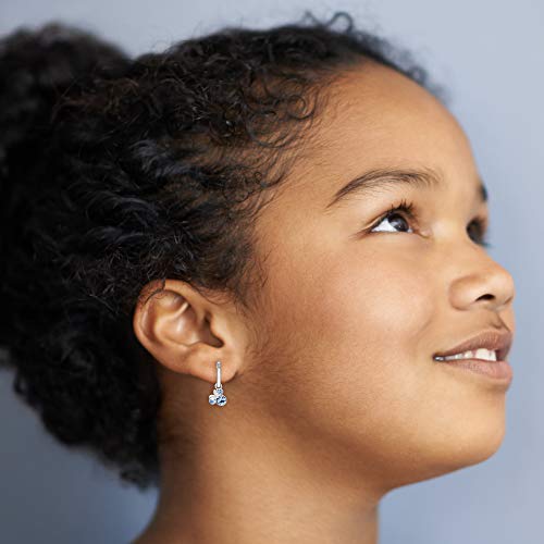 Disney Minnie Mouse Jewelry, Crystal December Birthstone Silver Plated Hoop Earrings, Latch Back #TOP2