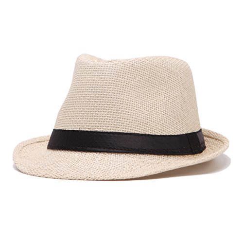 Image of LADYBRO 7 1 /4 Straw Fedora Hats for Men Summer Short Brim Trilby for Travel (Pack of 3, M /L)