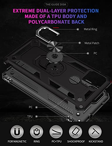 Cqukbile Phone Case For Google Pixel 4A 5G Cases With Pixel4A5G Tempered Glass Screen Protector Ring Kickstand Slim Thin Pixie Pxl For 4 A A4 Shockproof Protective Cover Black #TOP6