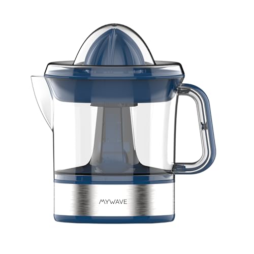 My Wave - Exprimidor Eléctrico sin Palanca - Rápida Extracción de Zumo - Potencia de 40W - Capacidad de 0,7 L - Asa para Sujetar - Cuerpo de Acero Inoxidable - Cono de Plástico