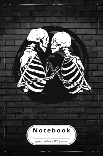 Notebook: Skeleton, Pair | A5 (6x9) | graph ruled, Softcover, for Notes, Reflections, etc. | Cool