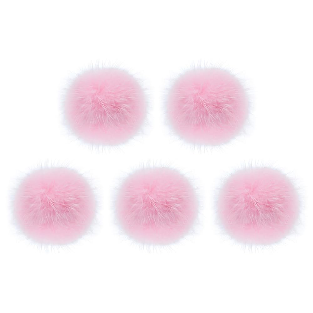 Pompones esponjosos de piel sintética rosa para costura y llaveros de calidad