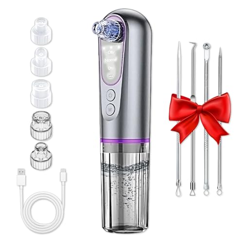 Mitesserentferner Porenreiniger Gesicht, Porensauger Gesicht, Blackhead Remover Pickelentferner mit 5 Saugspitzen, Mitesser Entferner, 3 Gesichtsreinigung zur Akne Behandlung Mitesser Sauger Hautpfleg