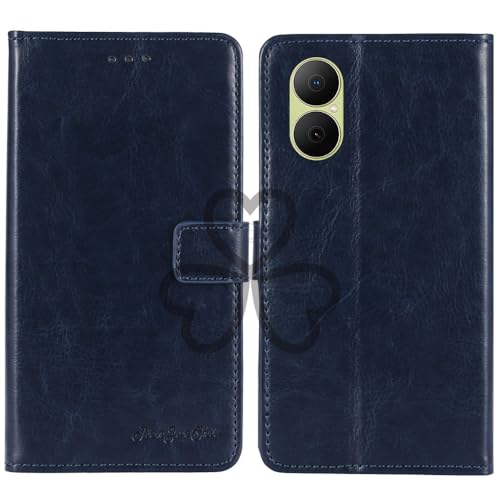 TienJueShi Dark Blue Book Stand Retro Flip Leather Protector Phone Wallet Gel Cover Etui TPU Silicone Case For Huawei Nova Y73 4